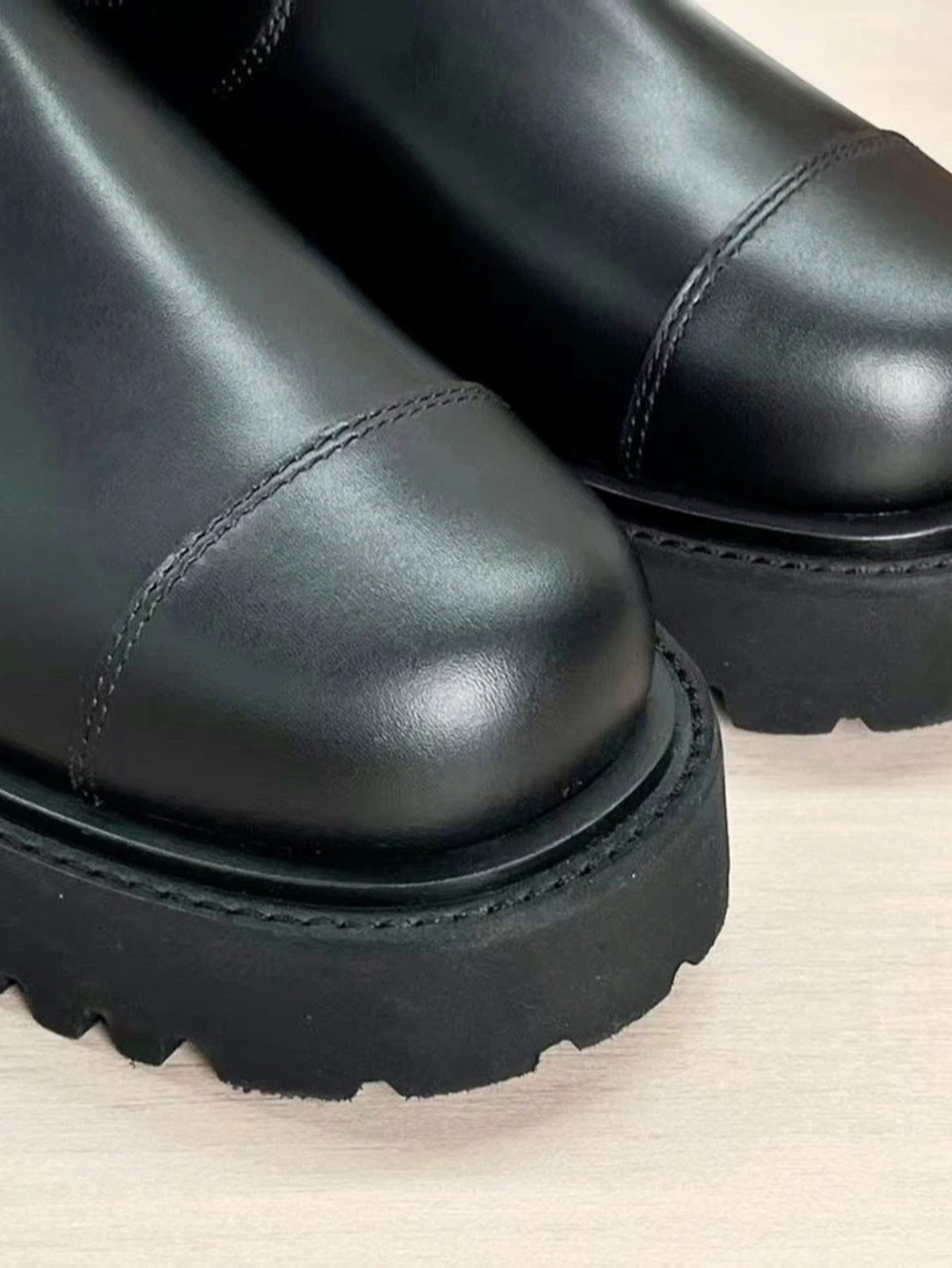 Chanel Calfskin Lug Sole High Boots Black - Picture 5 of 6